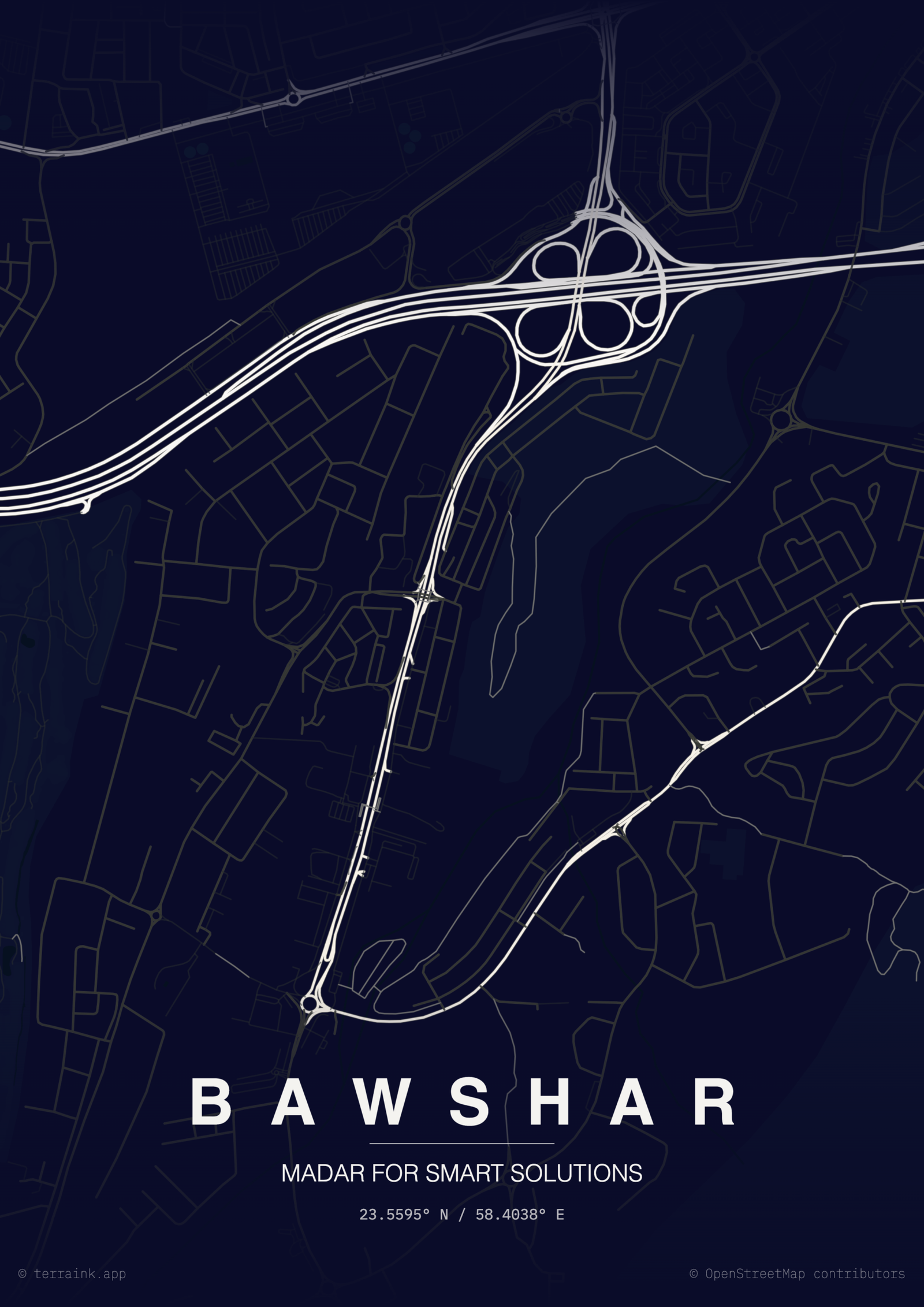 Madar For Samrt Solutions (SS) Location map. The location is bawshar, Muscat